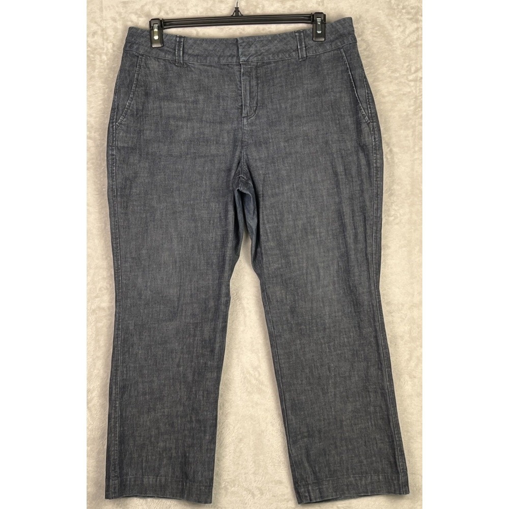 Coldwater Creek Women's Trousers 16‎ Petite Cotton Stretch Wide Blue Denim Pants